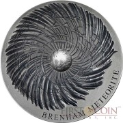 Republic of Chad BRENHAM Series METEORITE ART Silver coin 5000 Francs Inlay meteorite Ultra High Relief 2016 Antique finish 5 oz